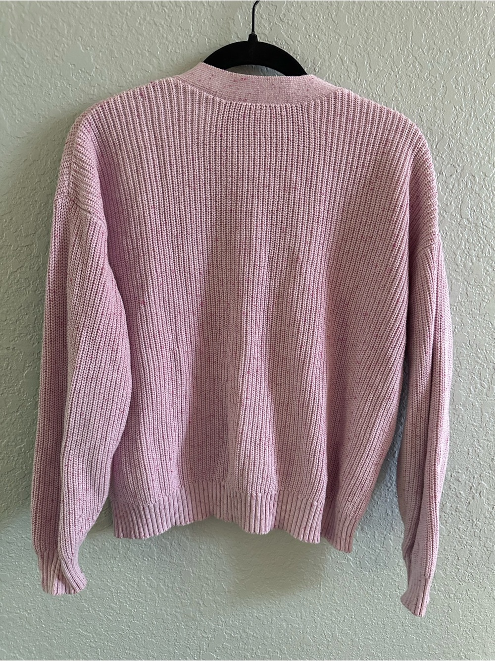 Old Navy Pink Speckled Shaker Knit Cardigan Sweater Large Cotton - Picture 4 of 9